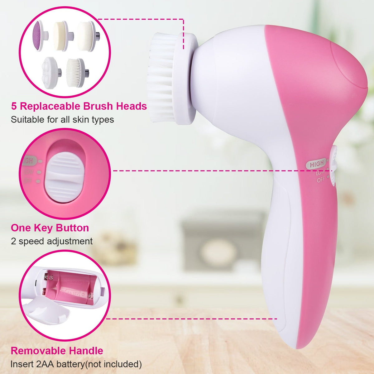 5-in-1 Facial Cleansing Brush Set
