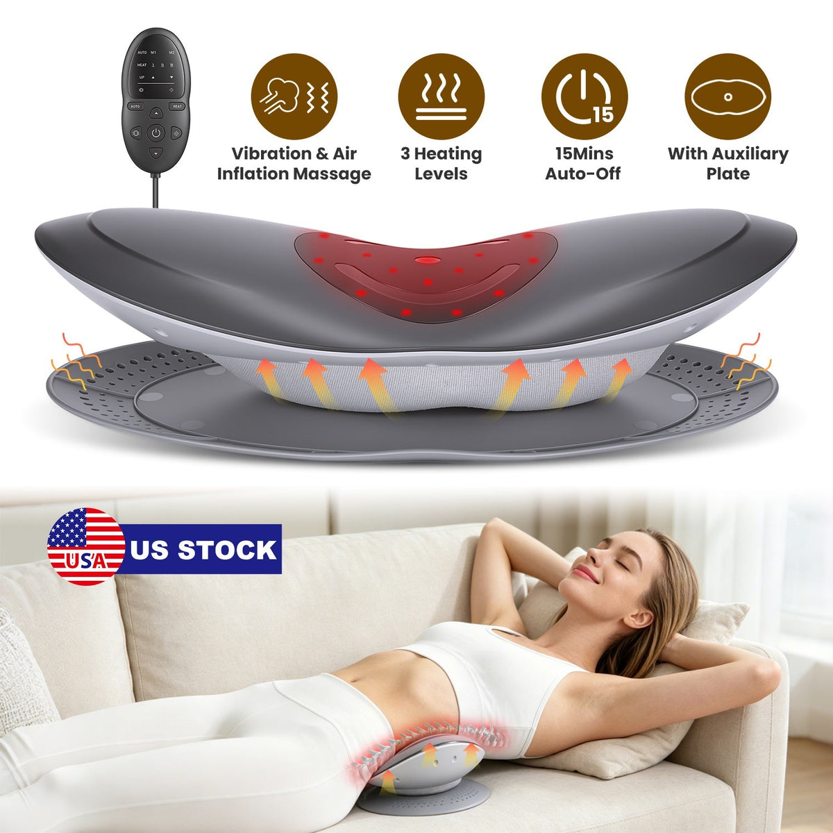 Electric Lumbar Traction Device with Heat & Massage