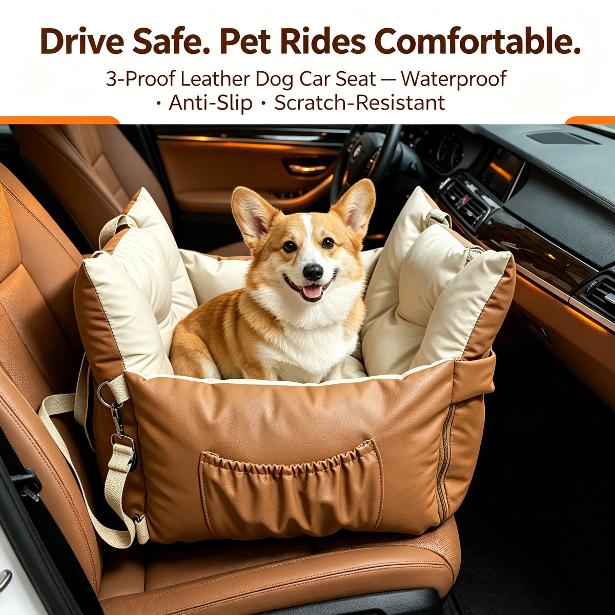 2-in-1 Waterproof Dog Car Seat and Travel Bed