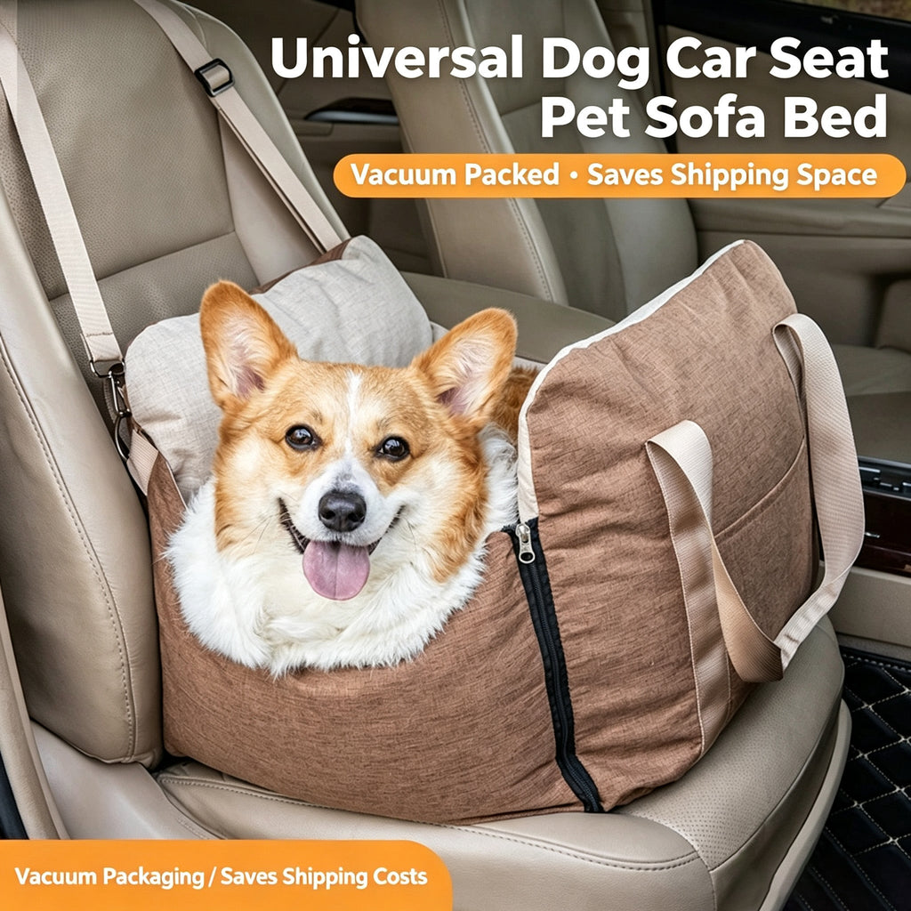 Portable Pet Car Seat with Storage Pocket