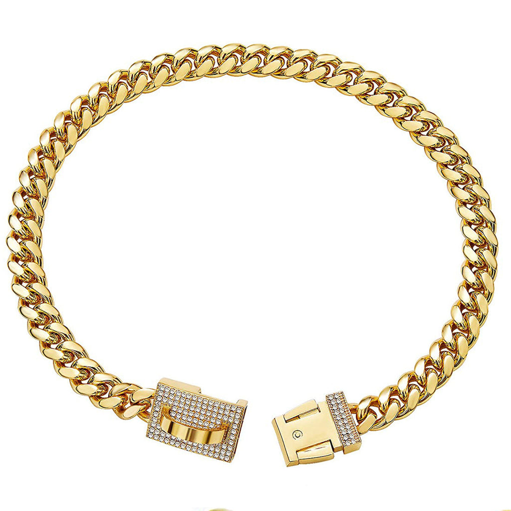 10mm Gold-Color Stainless Steel Dog Collar