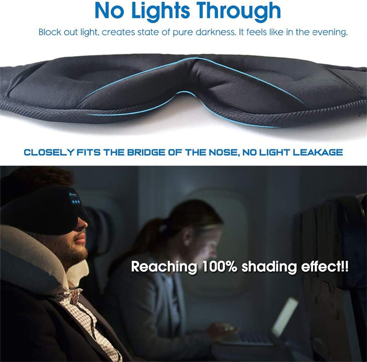 Wireless Bluetooth Sleep Eye Mask – Blackout Comfort with Music & Call Support