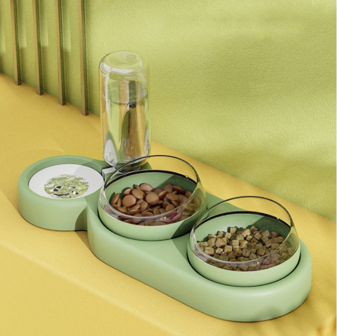 Raised pet feeding food and water bowls - image 1
