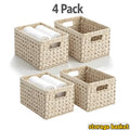 Woven Hyacinth Storage Baskets with Cut-out Handles