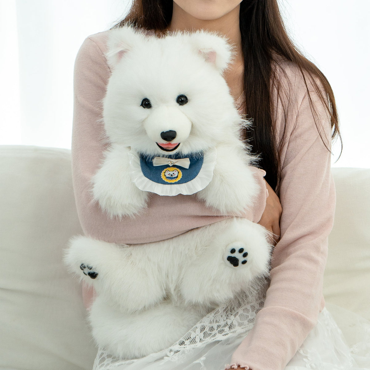 Fluffy Samoyed Backpack - Realistic White Cloud Cozy