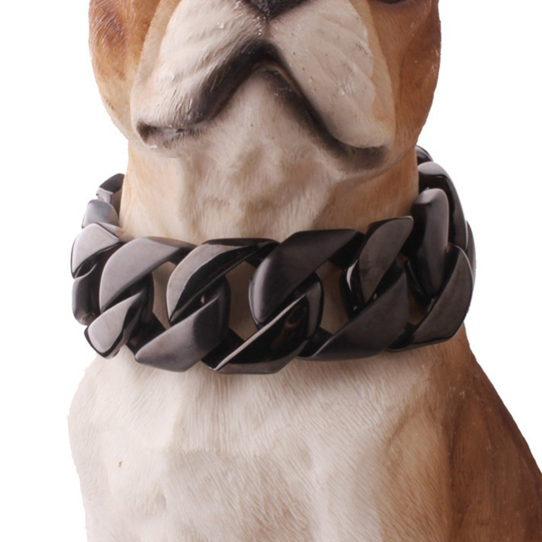 Black Stainless Steel Dog Collar with Snap Clasp