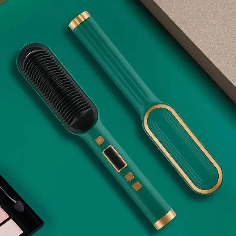 2-in-1 Hair Straightener Brush & Curling Comb