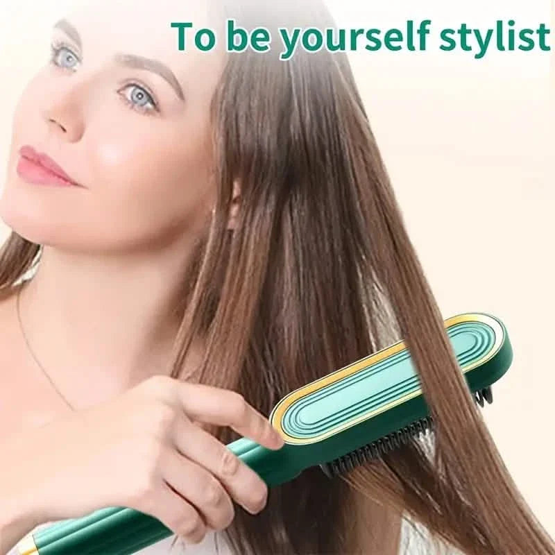 2-in-1 Hair Straightener Brush & Curling Comb