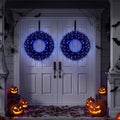 24" Halloween Wreath with 35 Purple LED Lights - Set of 2