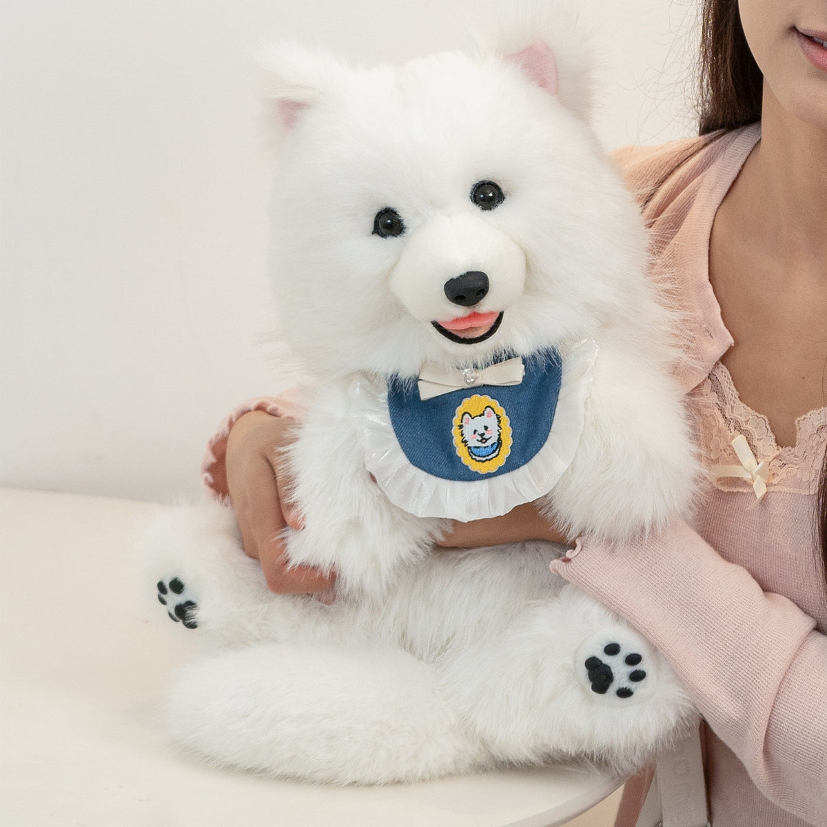 Fluffy Samoyed Backpack - Realistic White Cloud Cozy