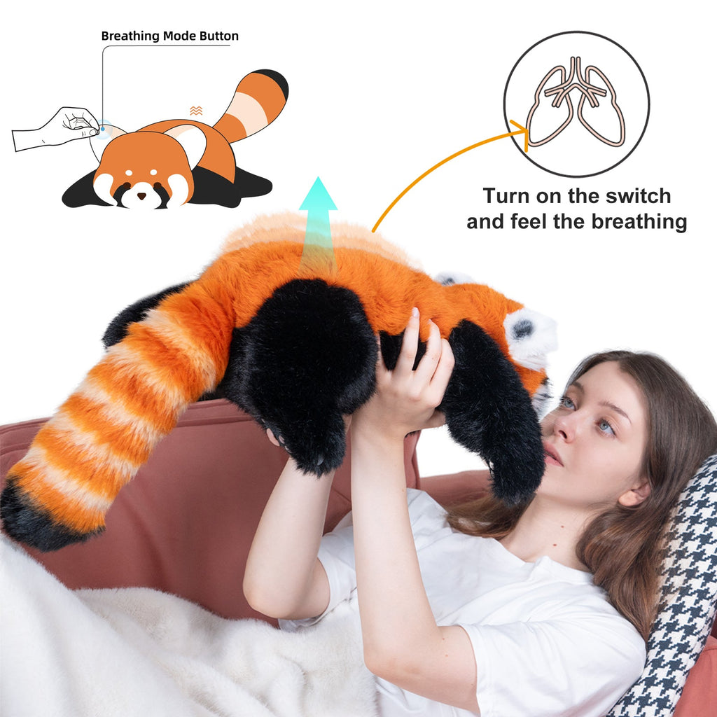 Breathing Red Panda Plush – Lifelike Calming Toy Gift for Relax
