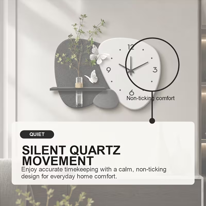 Modern Minimalist Wall Clock with Floating Shelf