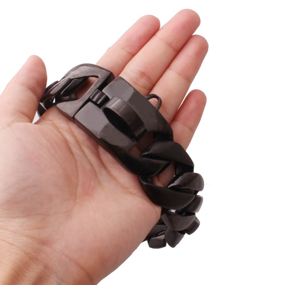 Black Stainless Steel Dog Collar with Snap Clasp