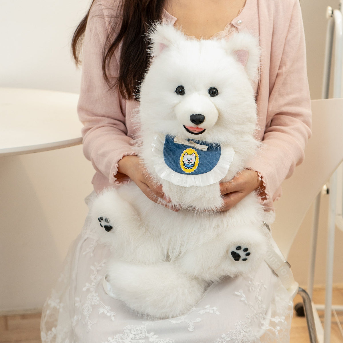 Fluffy Samoyed Backpack - Realistic White Cloud Cozy