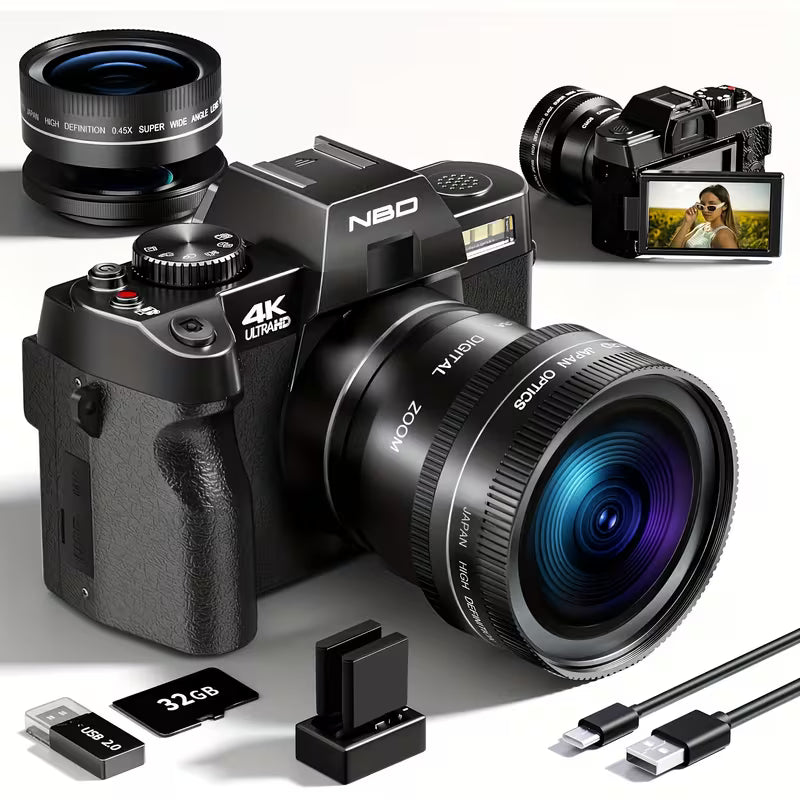 48MP 4K Digital Vlogging Camera with WiFi and 32GB Card