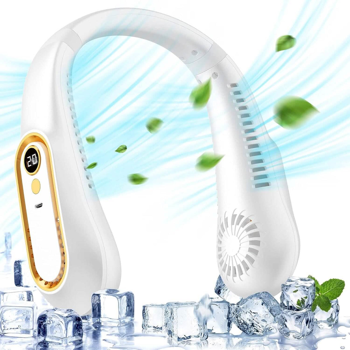 5 Speeds Adjustable USB Rechargeable Battery Powered Personal Neck Fan