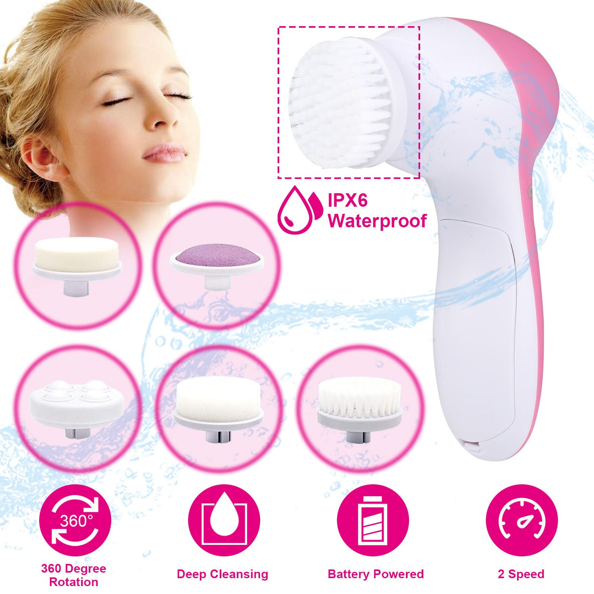 5-in-1 Facial Cleansing Brush Set