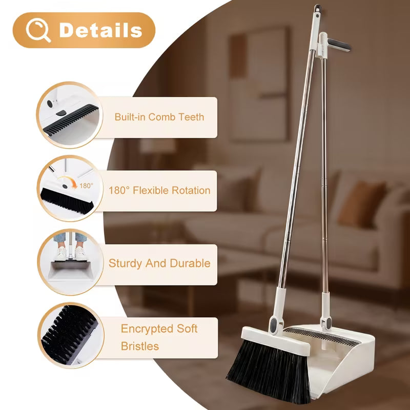 Rotatable Foldable Broom and Dustpan Combo Set