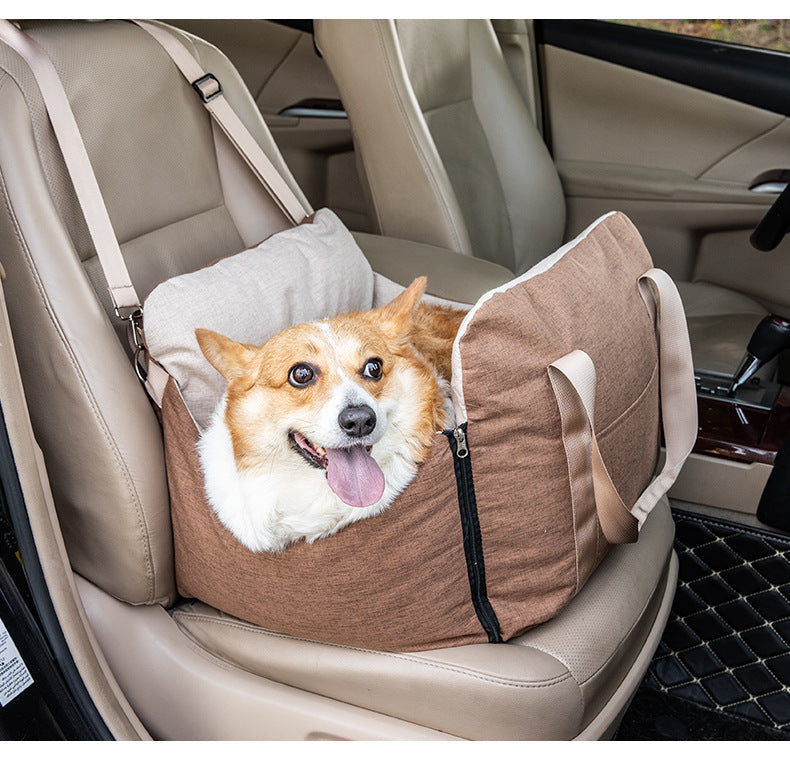 Portable Pet Car Seat with Storage Pocket
