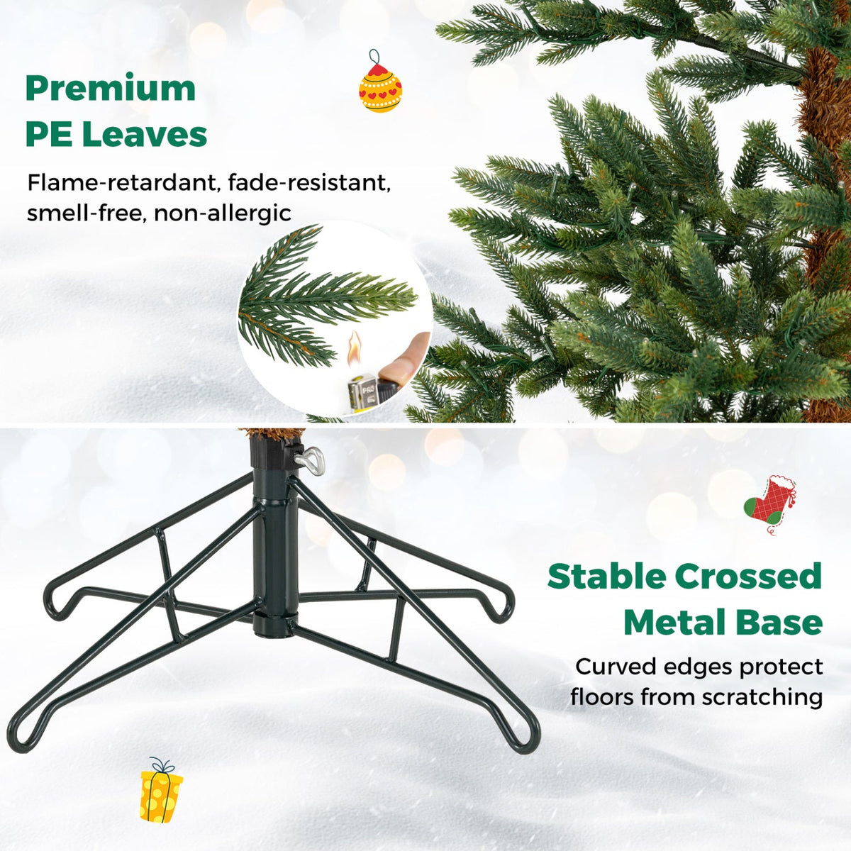 6 FT Pre-Lit Artificial Christmas Tree with 250 LED Lights
