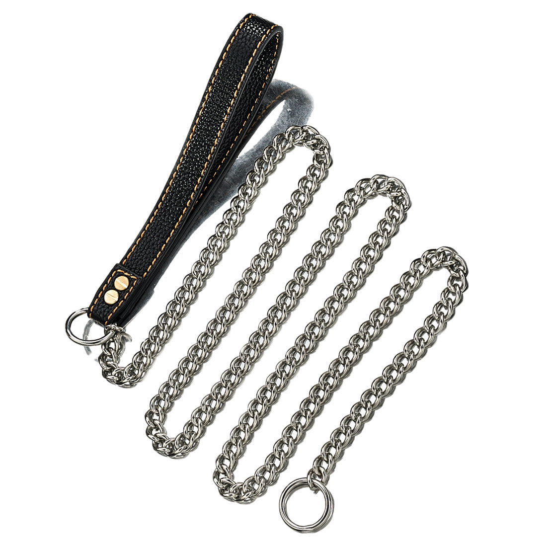 9mm Stainless Steel Dog Leash with Leather Handle