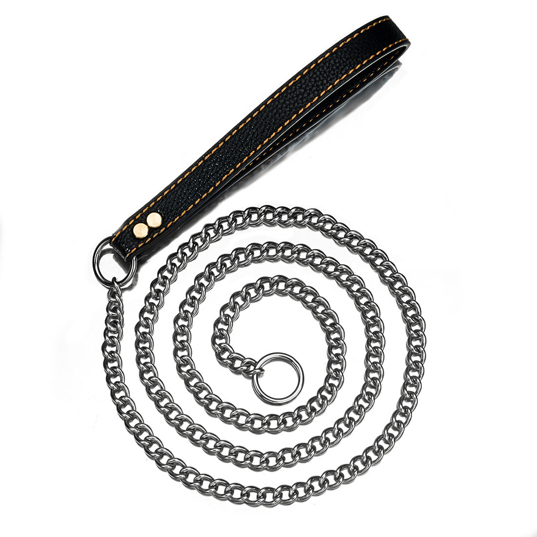 9mm Stainless Steel Dog Leash with Leather Handle