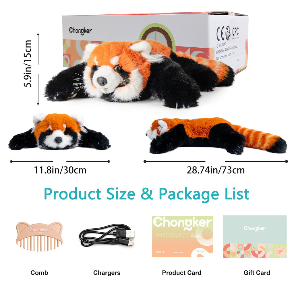 Breathing Red Panda Plush – Lifelike Calming Toy Gift for Relax
