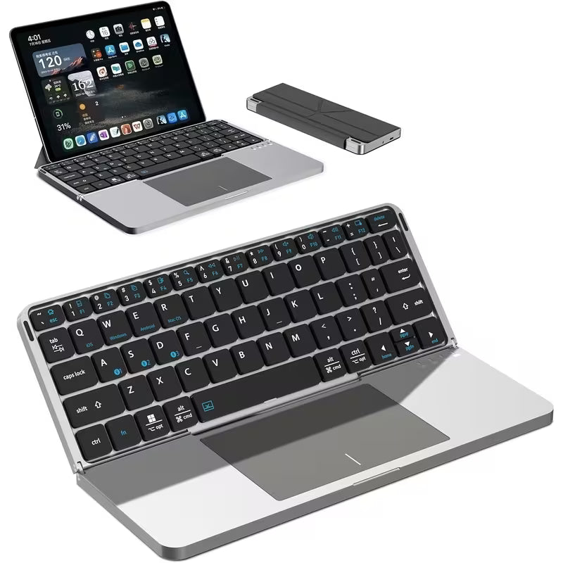 Ultra-Thin Foldable Wireless Keyboard with Touchpad and Stand