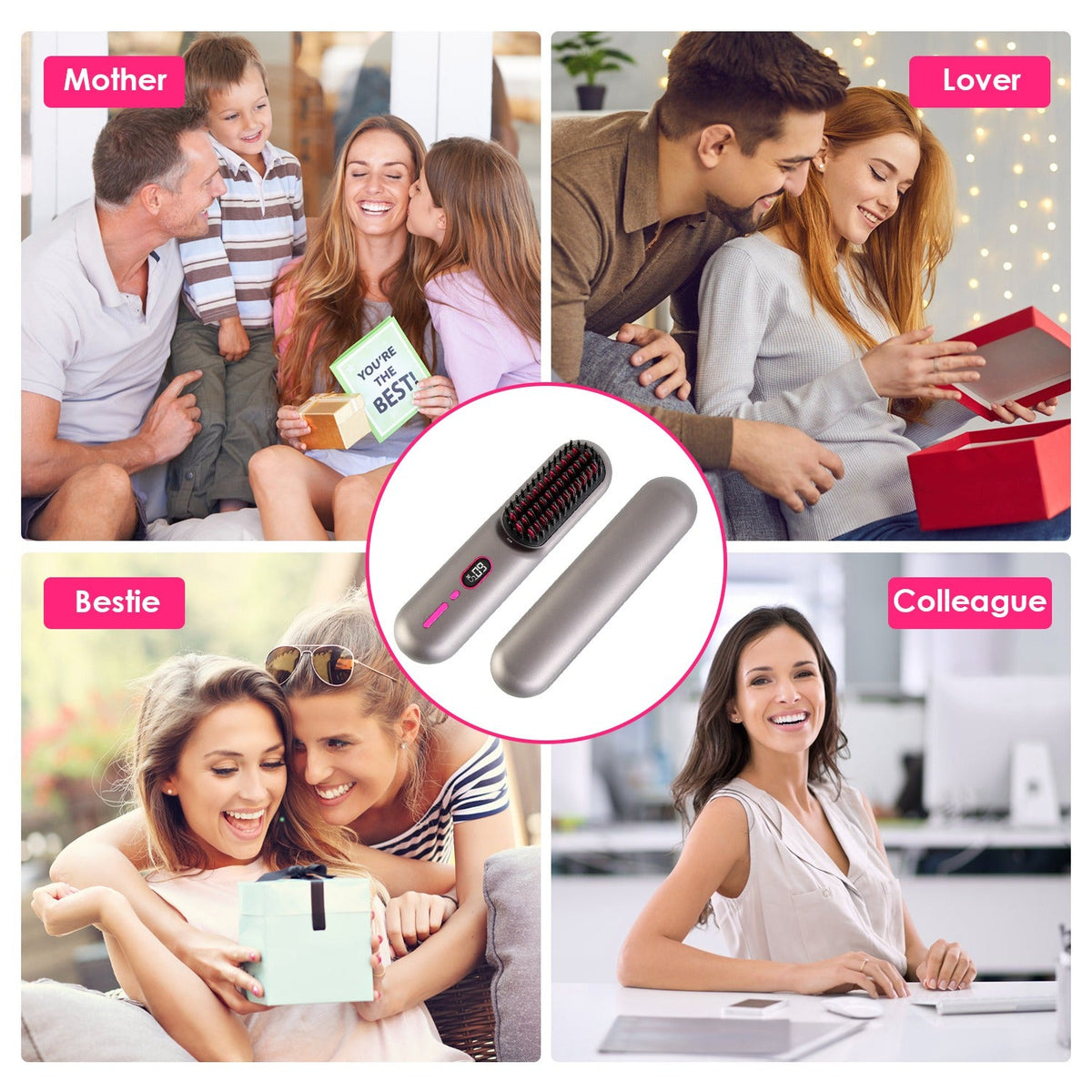 Cordless Hair Straightener Brush – 12 Heat Levels