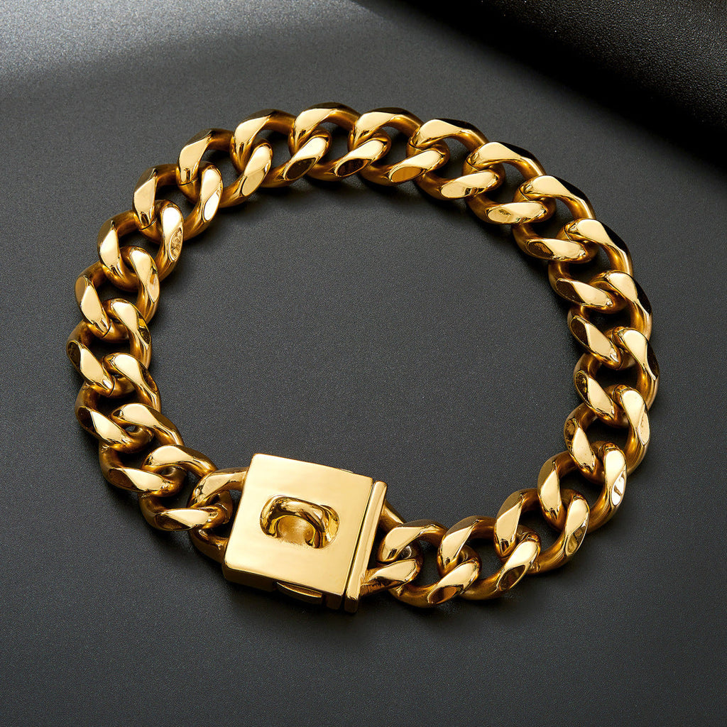 Stainless Steel Dog Chain Collar – Gold and Silver
