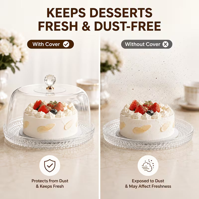 2-in-1 Cake Stand with Acrylic Dome Cover