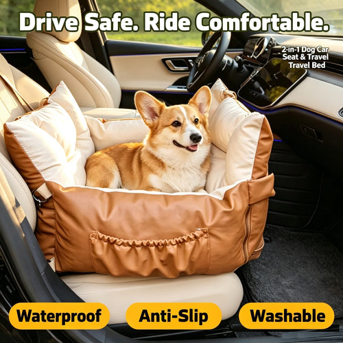 2-in-1 Waterproof Dog Car Seat and Travel Bed