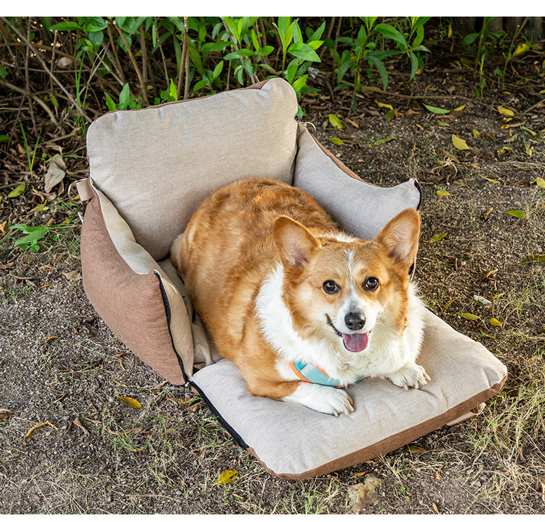 Portable Pet Car Seat with Storage Pocket