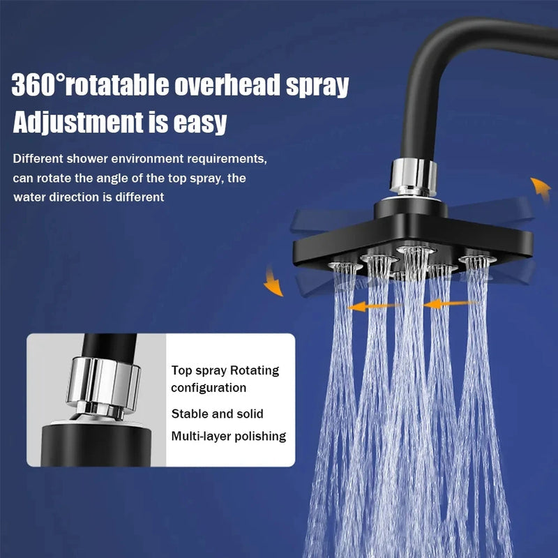 High-Pressure Filtered Shower Head – 360° Rotating Rainfall Spray