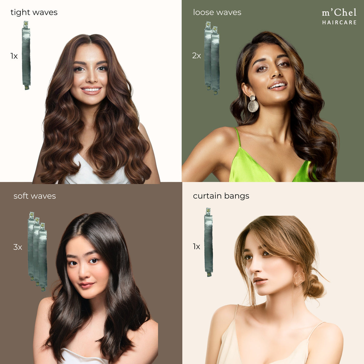Satin Heatless Hair Curler Set – Overnight No-Heat Curls