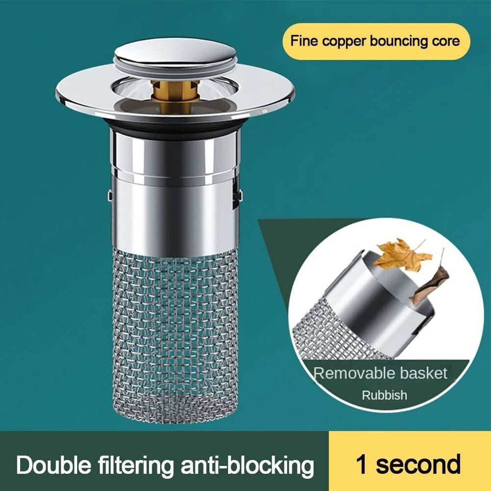 Kitchen Sink Drain Stainless steel  Strainer Sink Stopper Bath Plug Pop-Up Bounce Core Basin Drain Filter Hair Catcher Universal