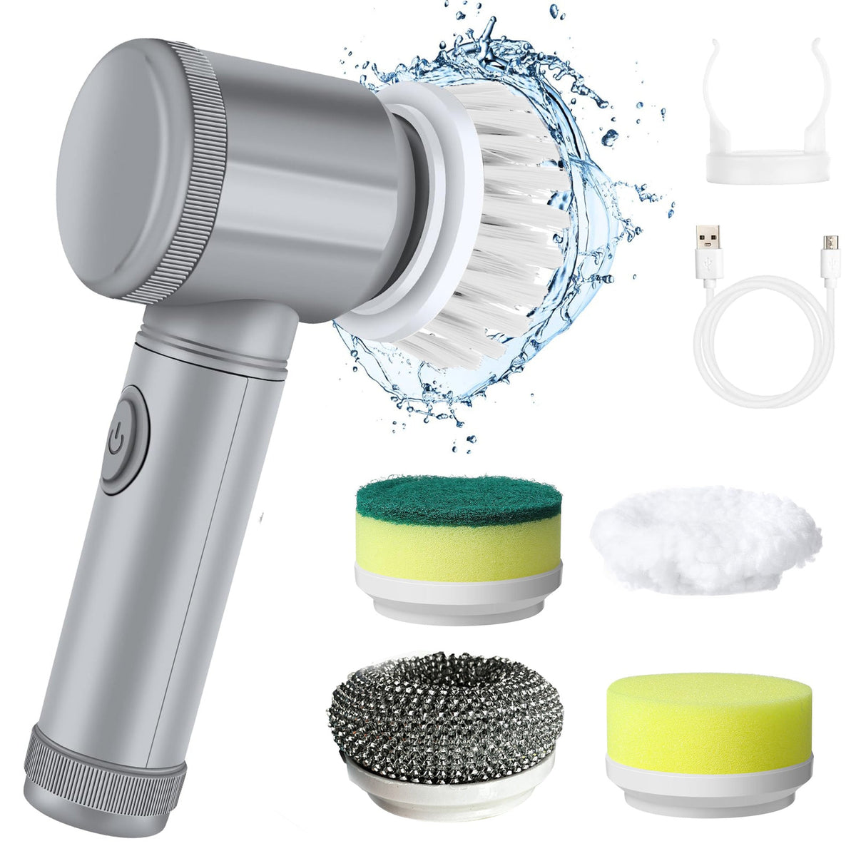 Cordless Electric Spin Scrubber – 5 Brush Heads