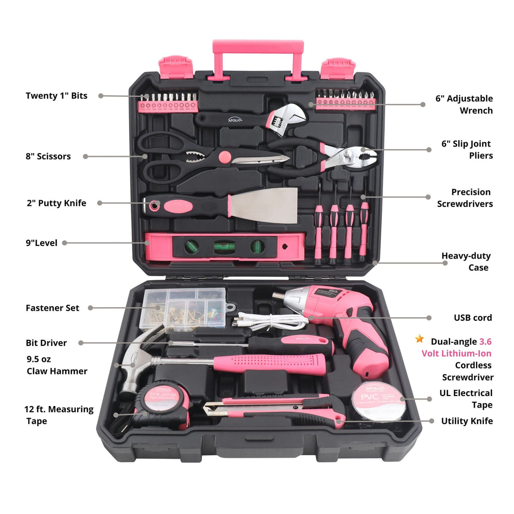 135-Piece Household Tool Set with Cordless Screwdriver