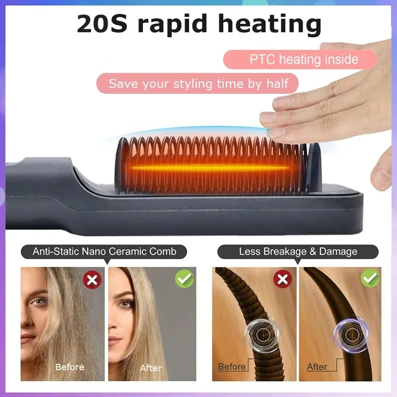 Electric Hot Comb Straightener Brush Tool