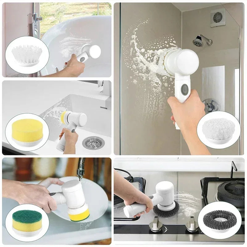 Cordless Electric Spin Scrubber – 5 Brush Heads