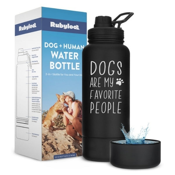2-in-1 Insulated Dog Water Bottle with Detachable Bowl