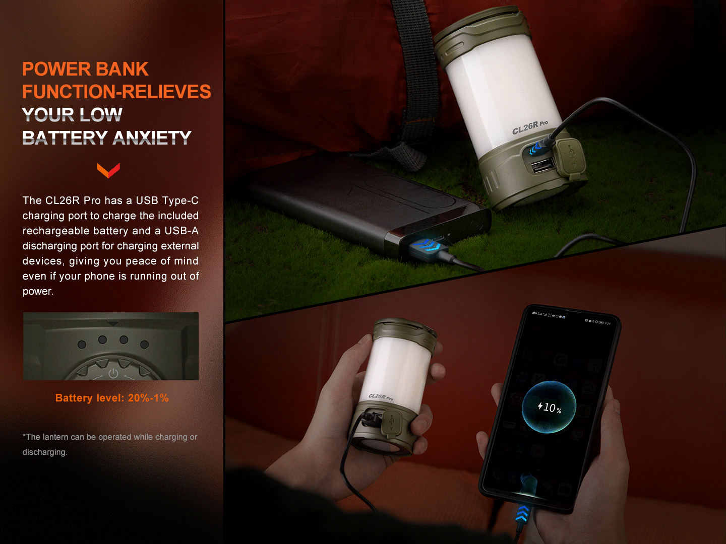 Fenix CL26R PRO Rechargeable Camping Lantern – 650 Lumens