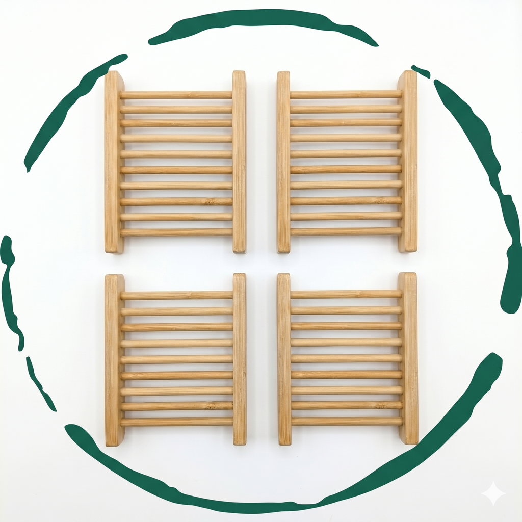4-Pack Bamboo Soap Dish - product photo 1