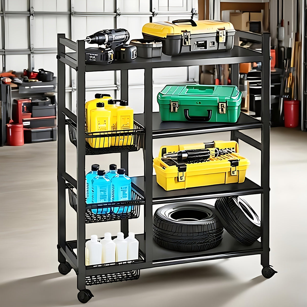 4-Tier Rolling Metal Storage Rack