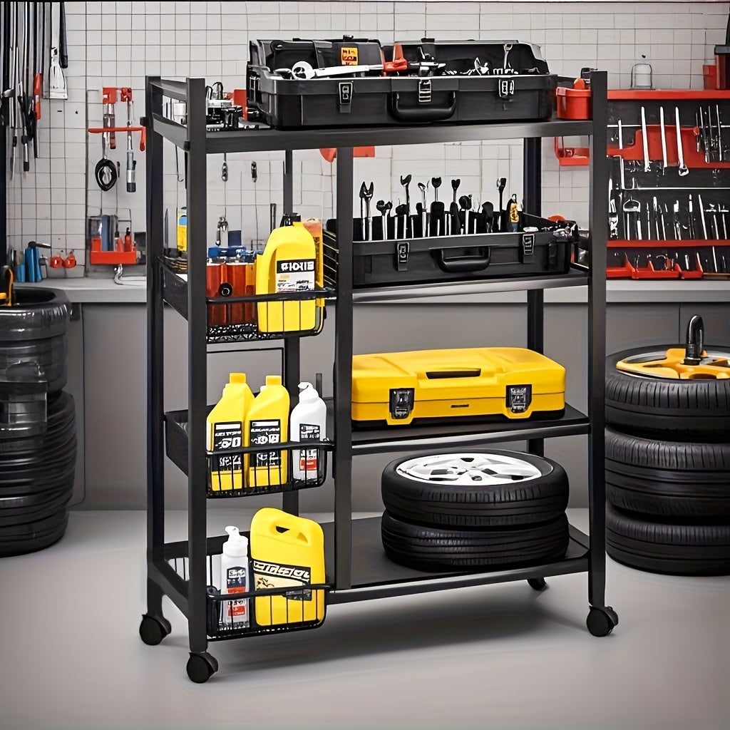 4-Tier Rolling Metal Storage Rack