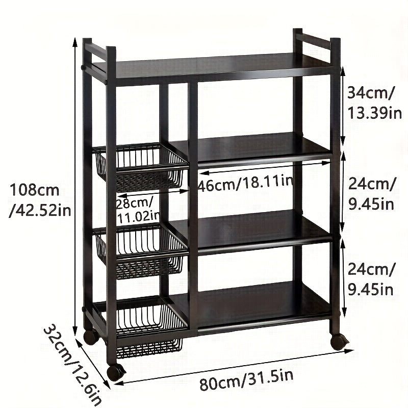 4-Tier Rolling Metal Storage Rack