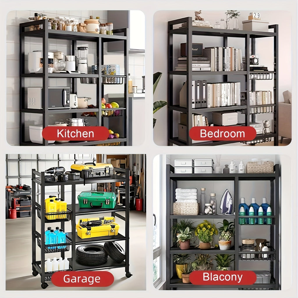 4-Tier Rolling Metal Storage Rack