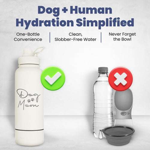 2-in-1 Insulated Dog Water Bottle with Detachable Bowl