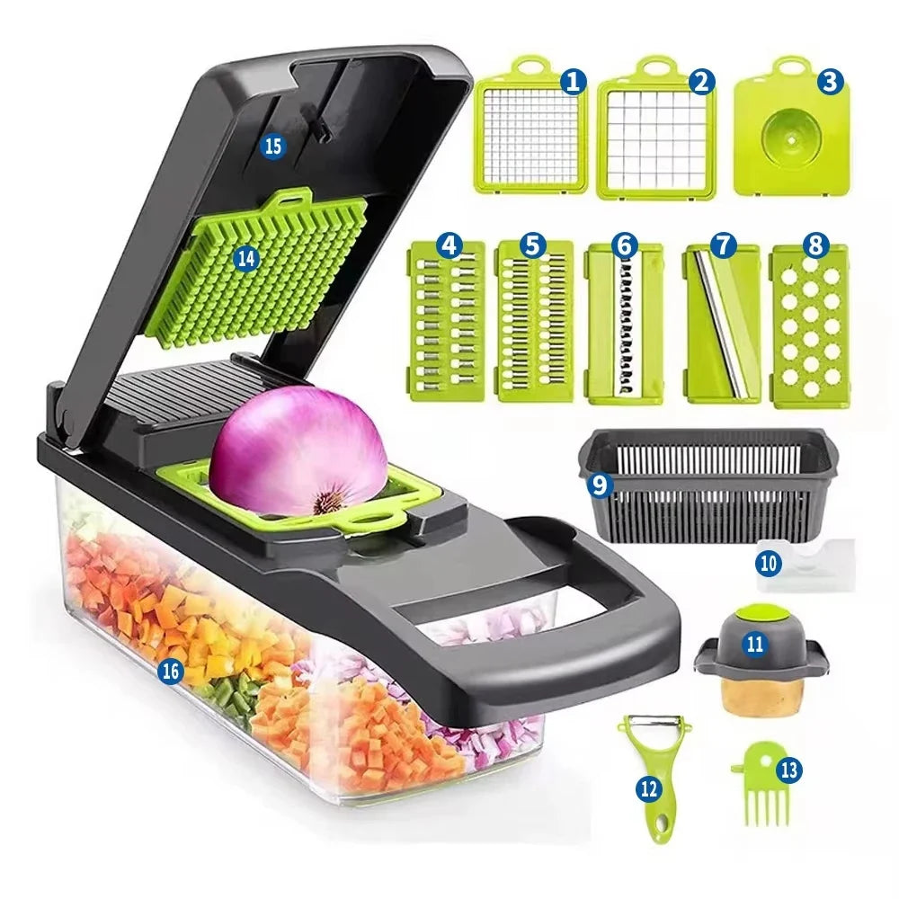 16-in-1 Multifunctional Vegetable and Onion Chopper Slicer Dicer