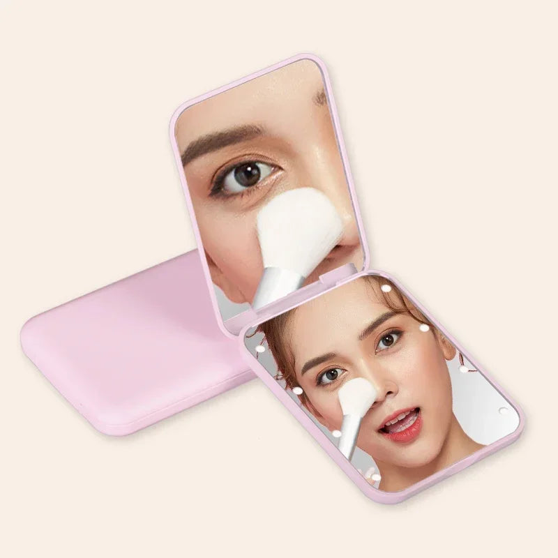 Compact LED Makeup Mirror with 2X Magnification